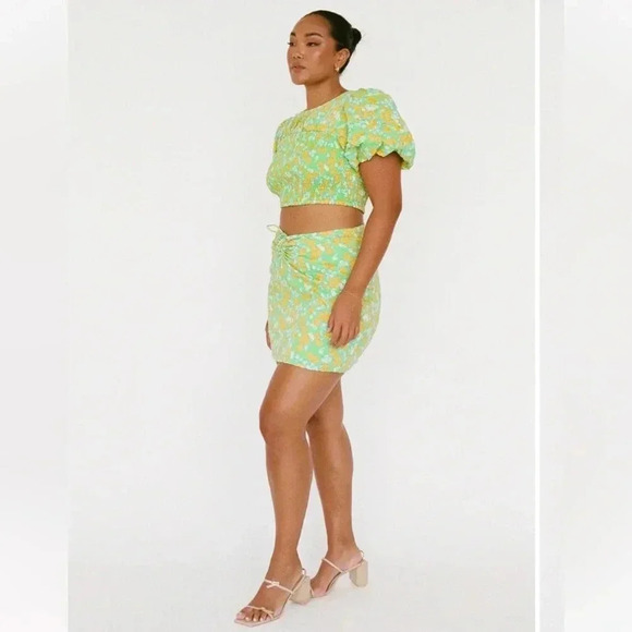 Sabo Skirt Lyla Draw Mini Skirt Chalk Floral 100% Cotton Size XS EUC - Picture 3 of 13